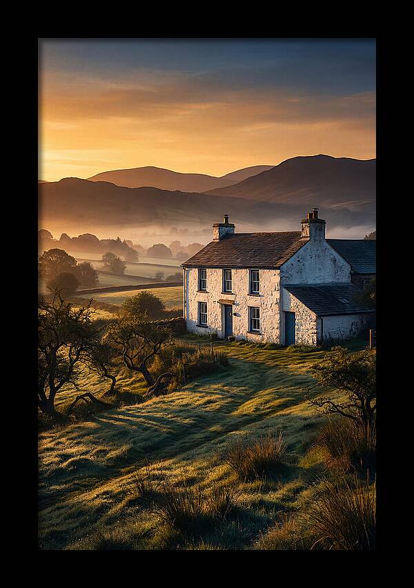 Whitewashed Farmhouse At Dawn