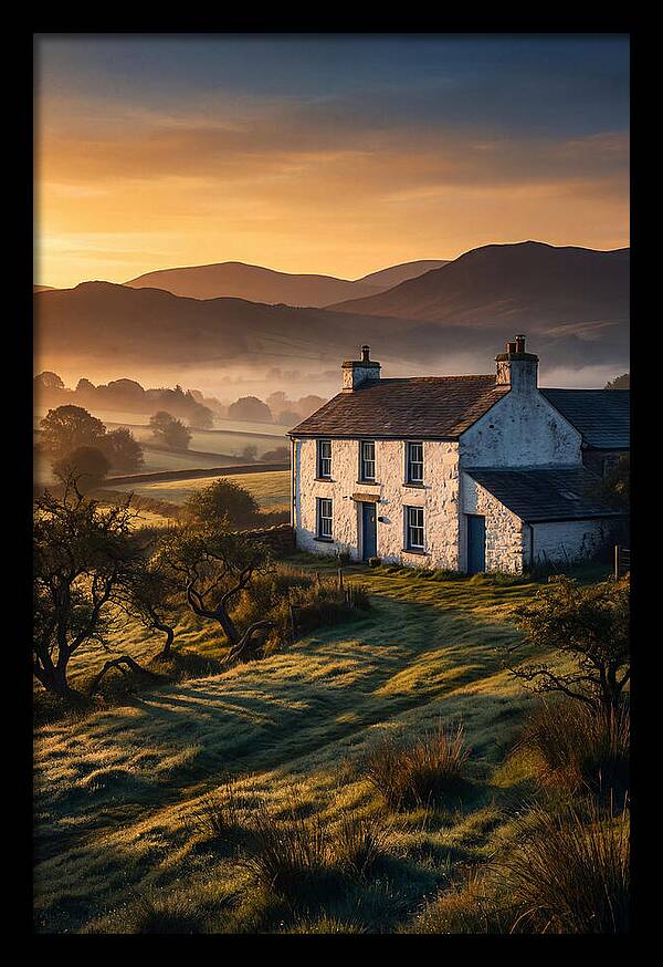Whitewashed Farmhouse At Dawn
