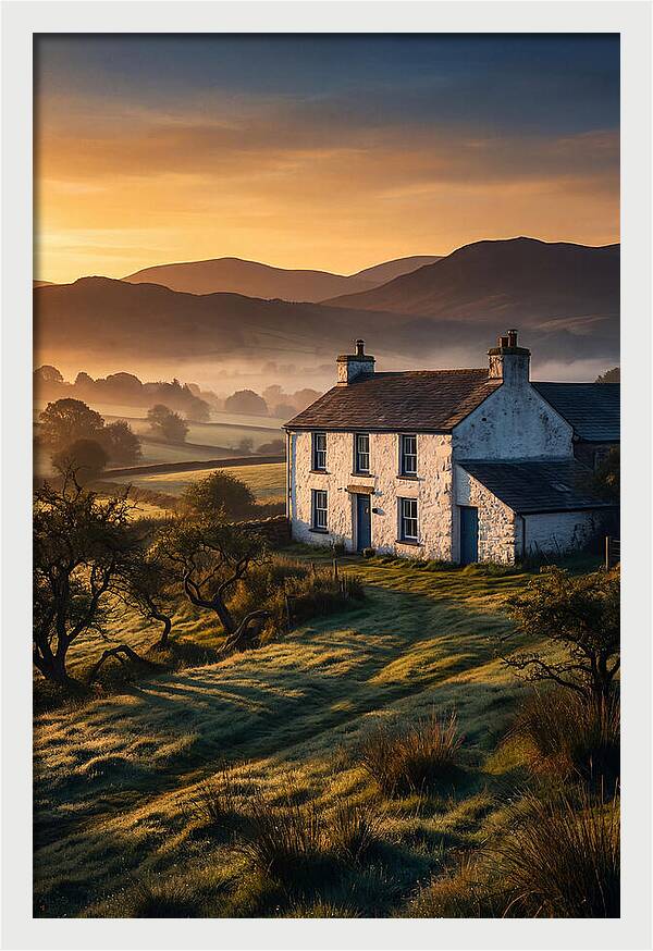 Whitewashed Farmhouse At Dawn