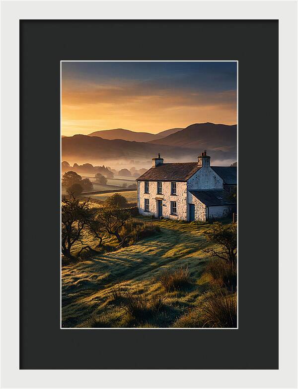 Whitewashed Farmhouse At Dawn