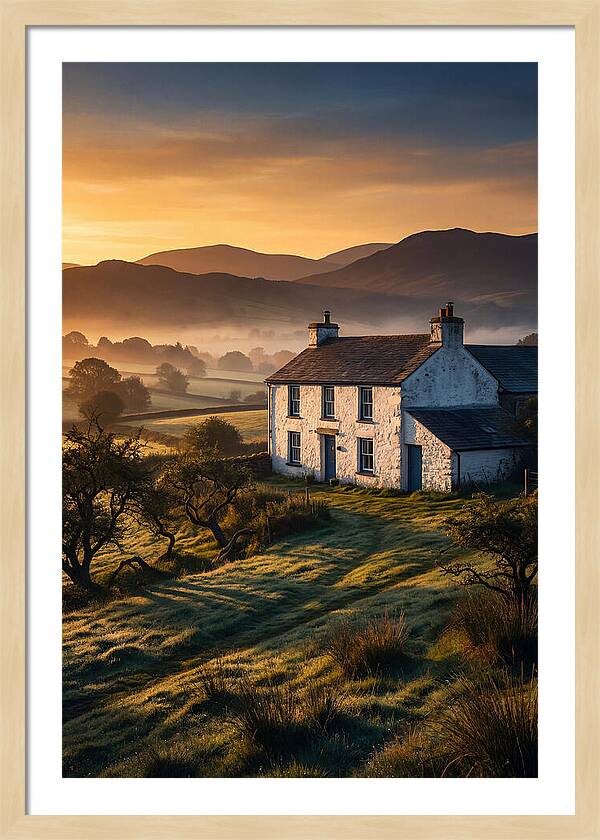 Whitewashed Farmhouse At Dawn