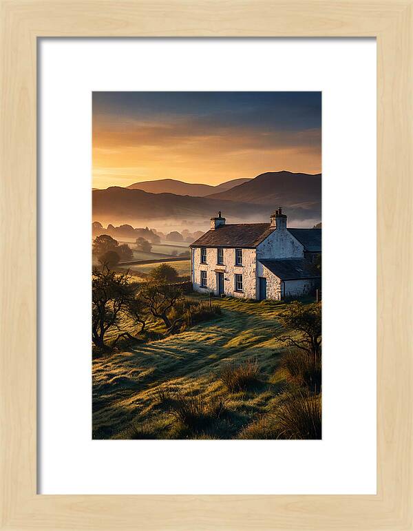 Whitewashed Farmhouse At Dawn