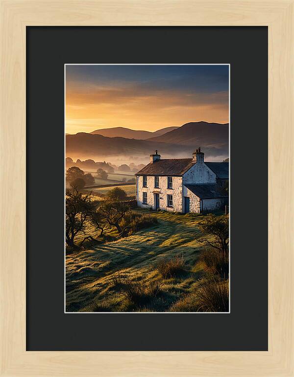Whitewashed Farmhouse At Dawn