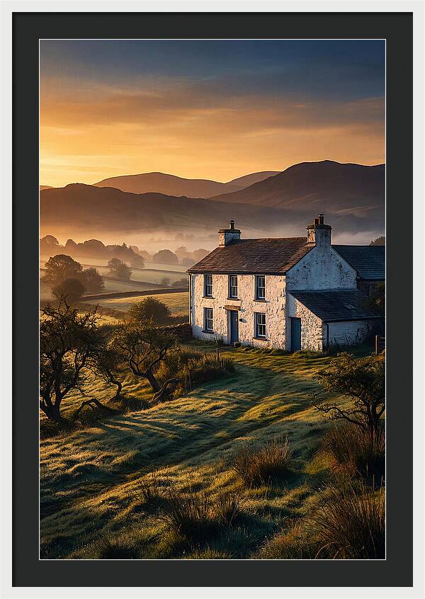 Whitewashed Farmhouse At Dawn
