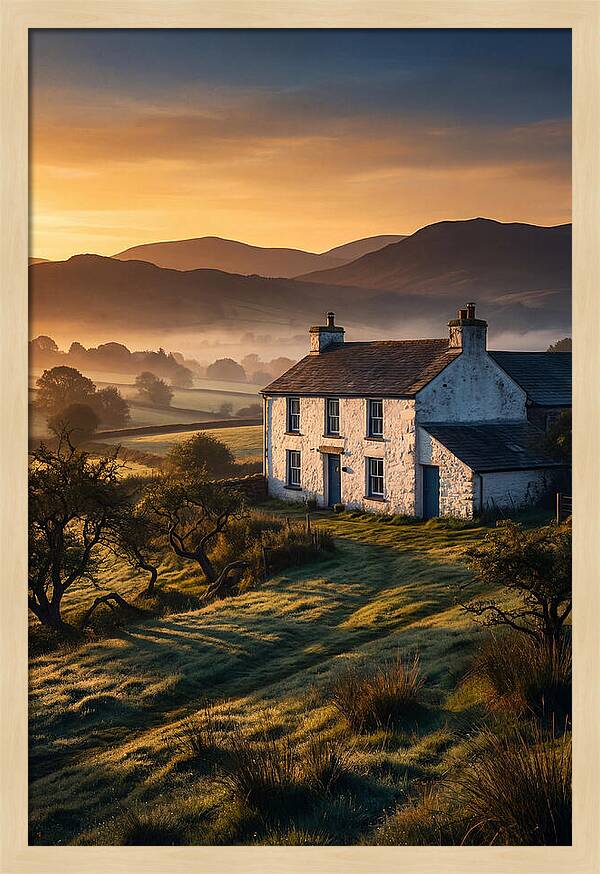 Whitewashed Farmhouse At Dawn
