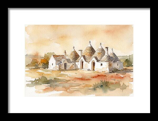 Whitewashed Trullo Buildings Under Sunlight