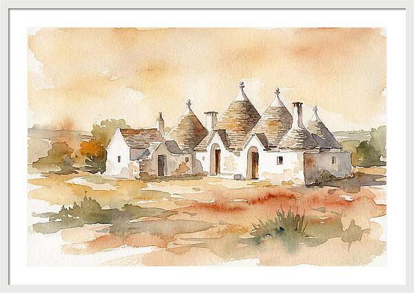 Whitewashed Trullo Buildings Under Sunlight