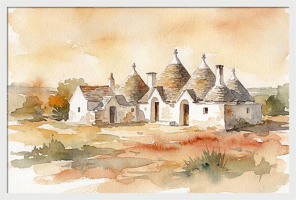 Whitewashed Trullo Buildings Under Sunlight