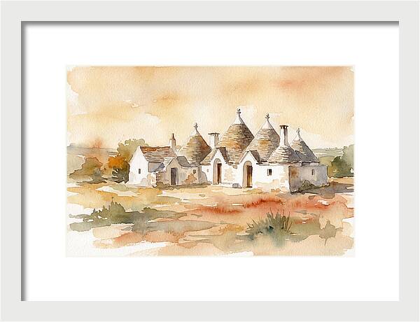 Whitewashed Trullo Buildings Under Sunlight