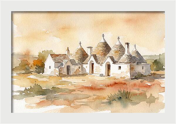 Whitewashed Trullo Buildings Under Sunlight