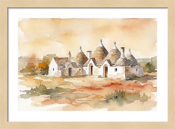 Whitewashed Trullo Buildings Under Sunlight