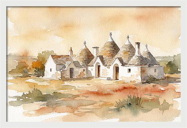 Whitewashed Trullo Buildings Under Sunlight