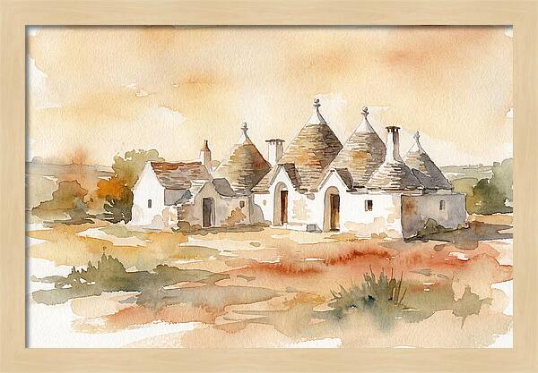 Whitewashed Trullo Buildings Under Sunlight