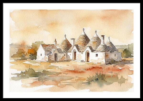 Whitewashed Trullo Buildings Under Sunlight