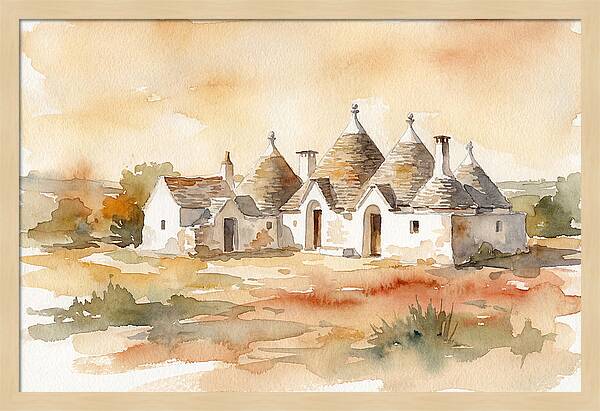 Whitewashed Trullo Buildings Under Sunlight