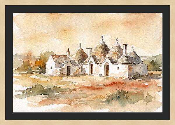 Whitewashed Trullo Buildings Under Sunlight