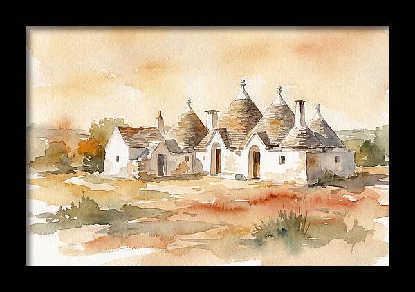 Whitewashed Trullo Buildings Under Sunlight