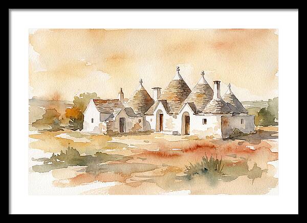 Whitewashed Trullo Buildings Under Sunlight