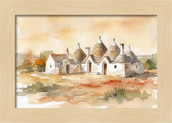 Whitewashed Trullo Buildings Under Sunlight