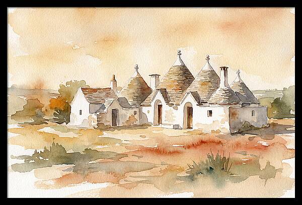 Whitewashed Trullo Buildings Under Sunlight