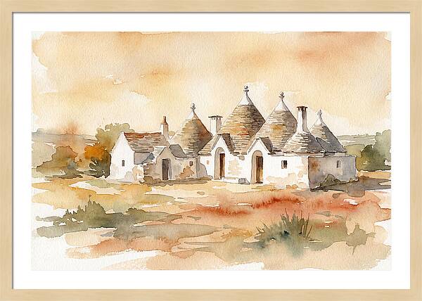 Whitewashed Trullo Buildings Under Sunlight