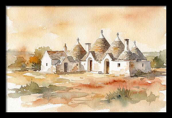 Whitewashed Trullo Buildings Under Sunlight