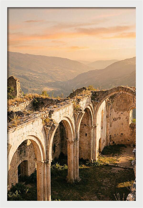 Wicklow Glendalough Ruins At Dusk