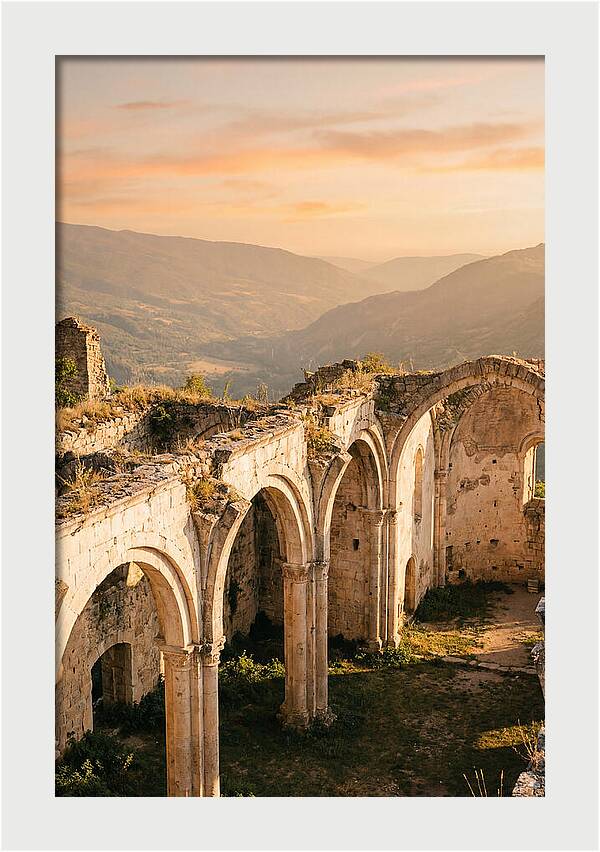 Wicklow Glendalough Ruins At Dusk