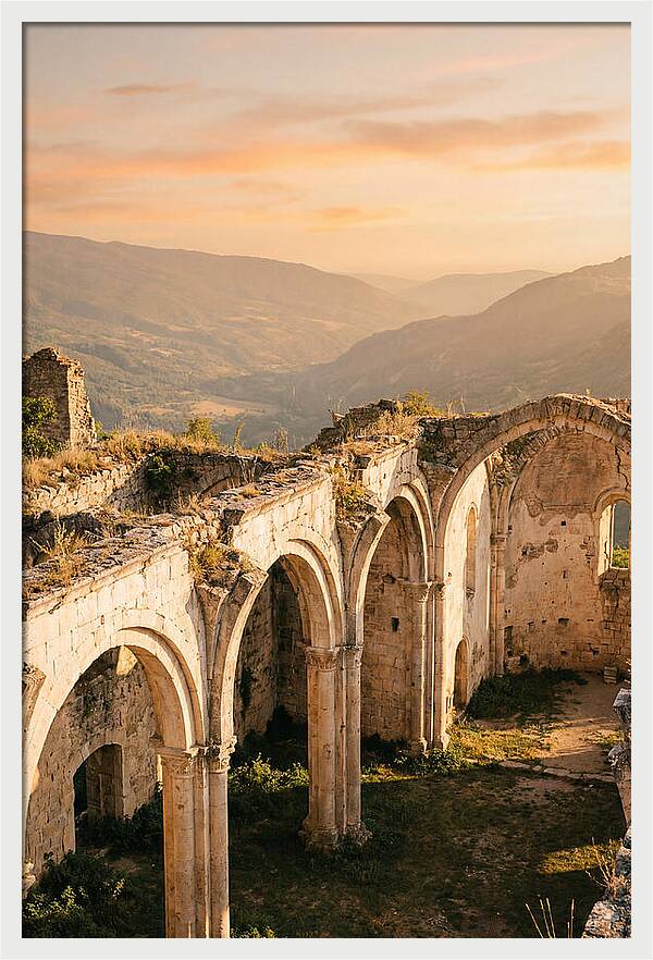 Wicklow Glendalough Ruins At Dusk