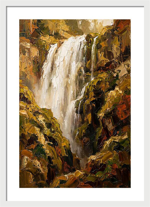 Wide Curtain Waterfall Over Mossy Cliff
