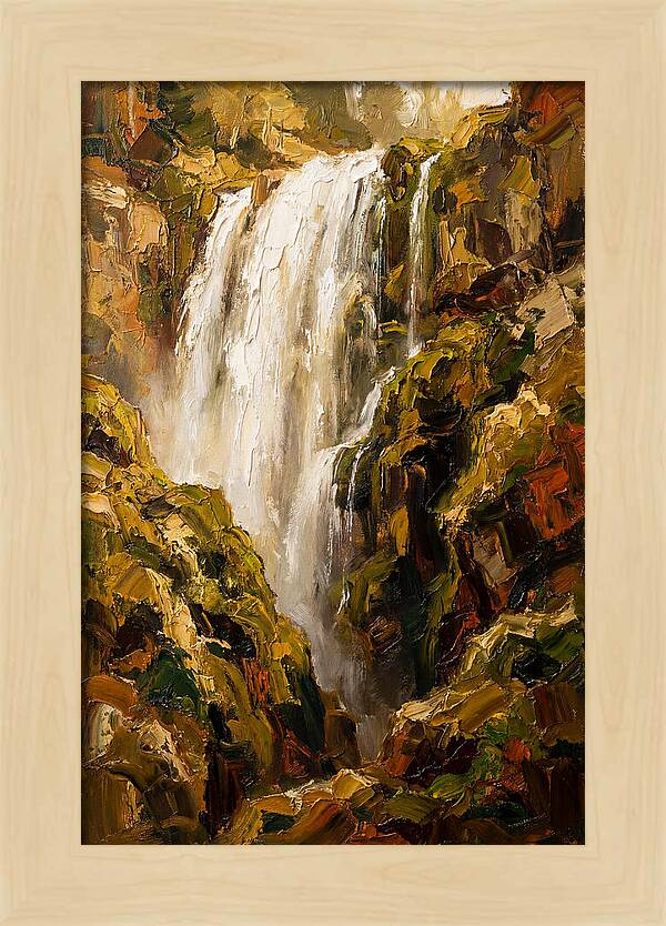 Wide Curtain Waterfall Over Mossy Cliff