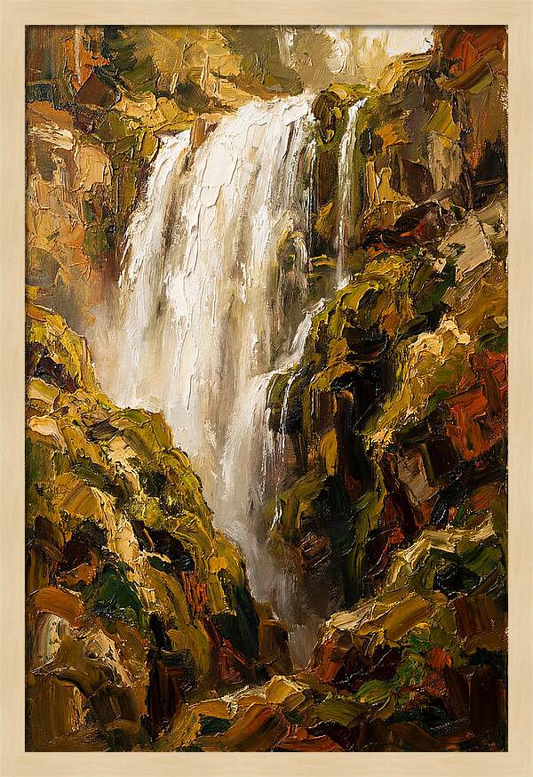 Wide Curtain Waterfall Over Mossy Cliff