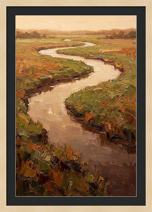 Wide Lazy River Through Green Meadowland