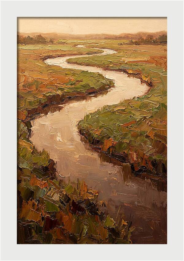 Wide Lazy River Through Green Meadowland