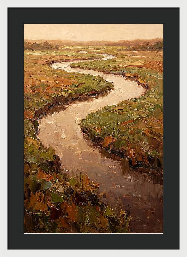Wide Lazy River Through Green Meadowland