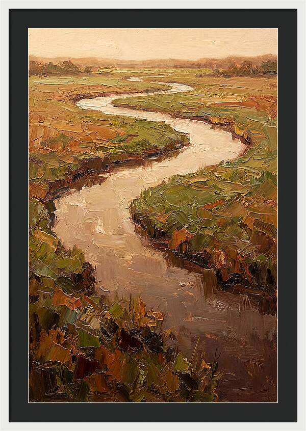 Wide Lazy River Through Green Meadowland