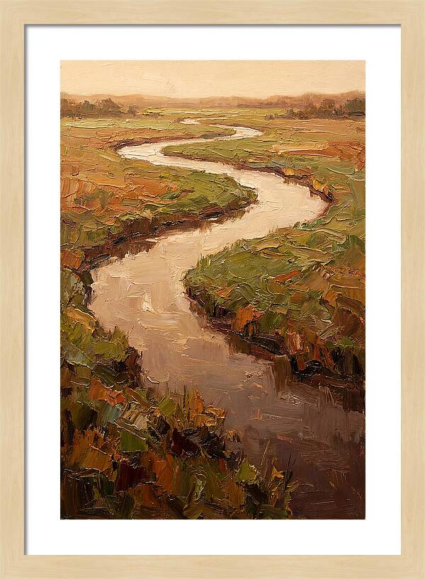 Wide Lazy River Through Green Meadowland