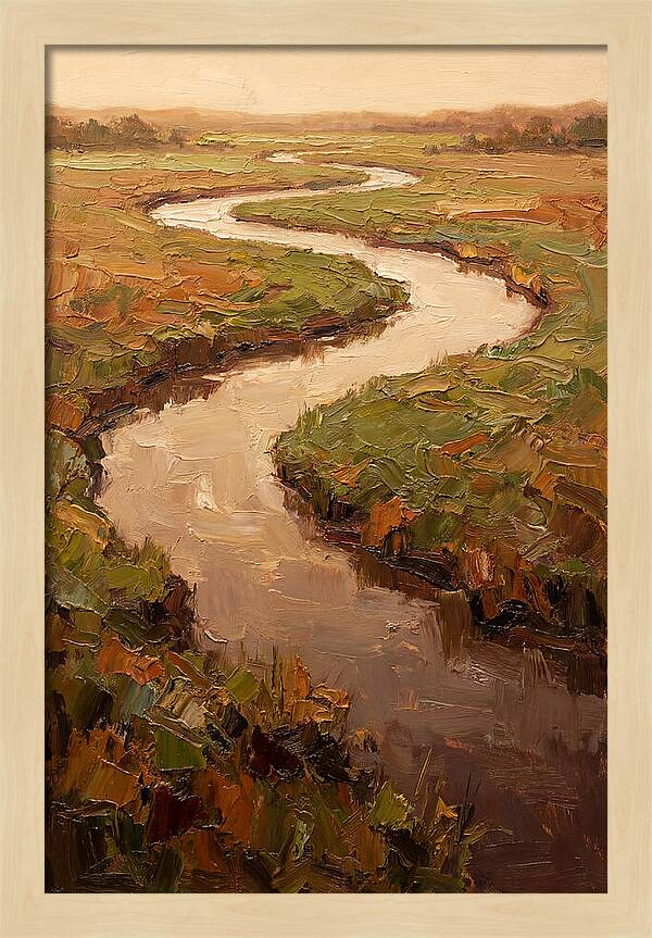 Wide Lazy River Through Green Meadowland