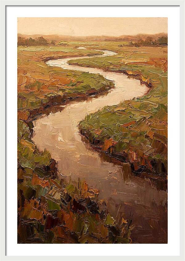 Wide Lazy River Through Green Meadowland