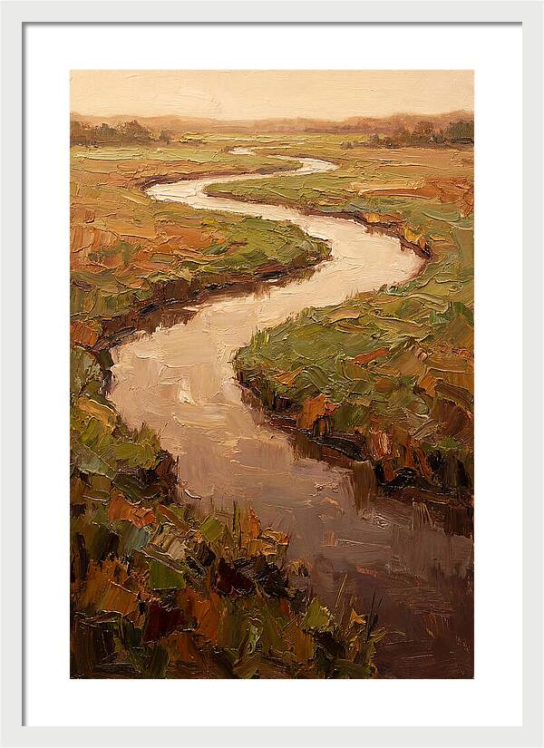 Wide Lazy River Through Green Meadowland