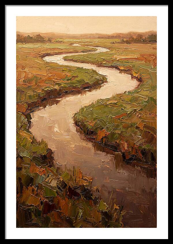 Wide Lazy River Through Green Meadowland