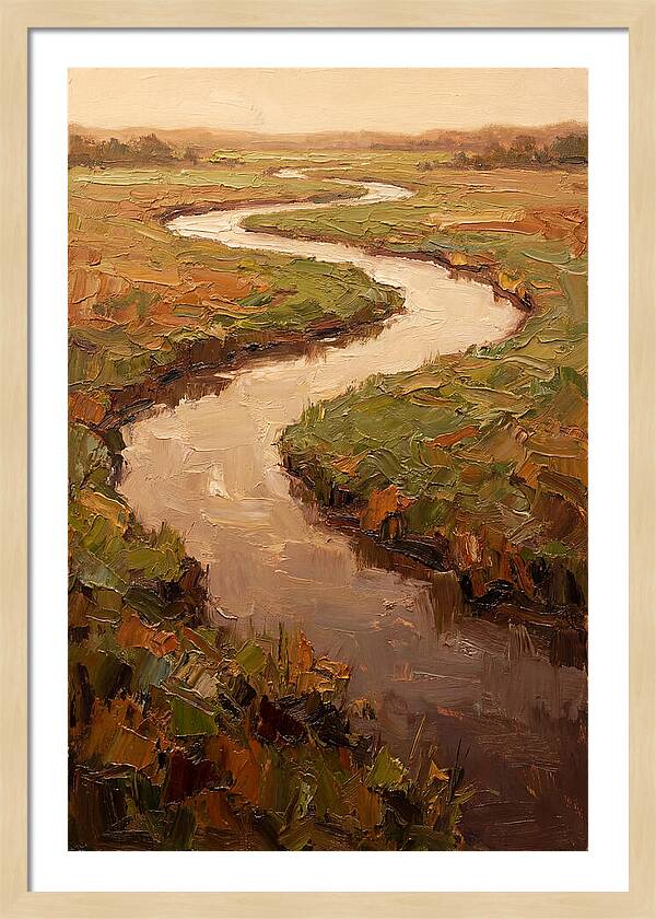 Wide Lazy River Through Green Meadowland