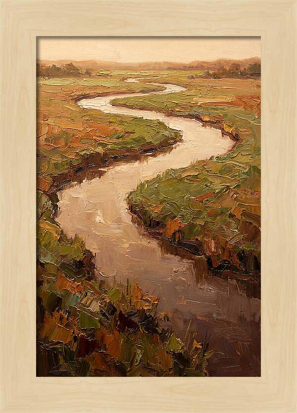 Wide Lazy River Through Green Meadowland