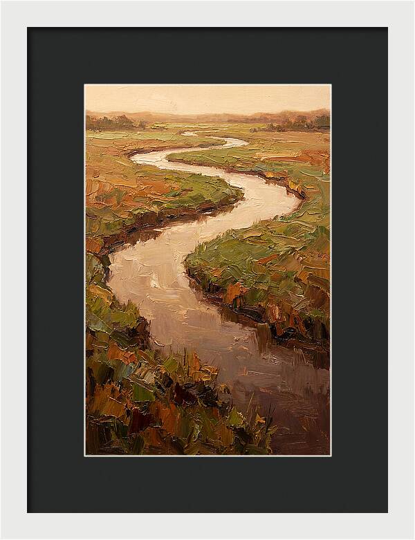 Wide Lazy River Through Green Meadowland