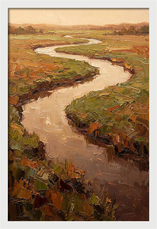 Wide Lazy River Through Green Meadowland