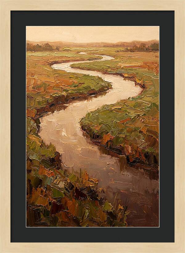 Wide Lazy River Through Green Meadowland
