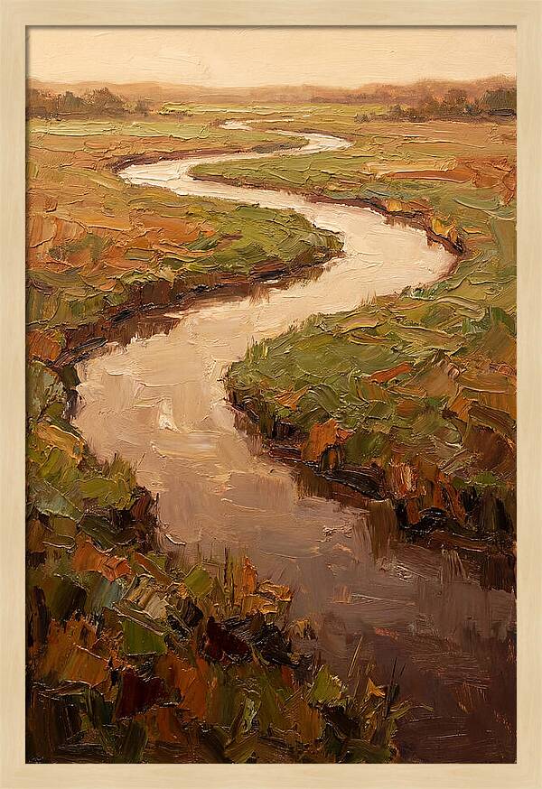 Wide Lazy River Through Green Meadowland
