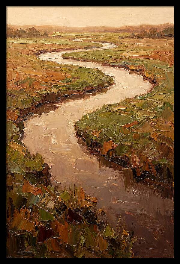 Wide Lazy River Through Green Meadowland