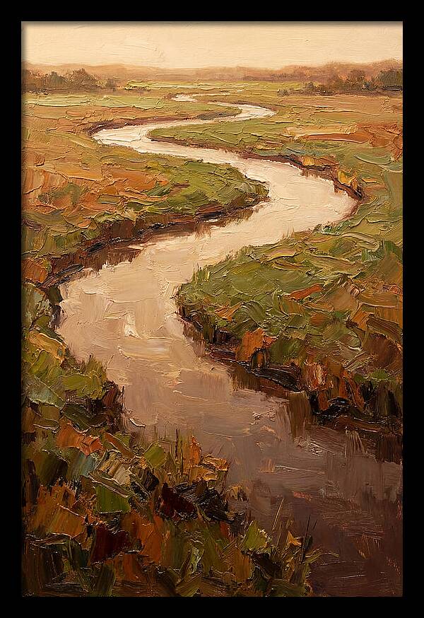 Wide Lazy River Through Green Meadowland