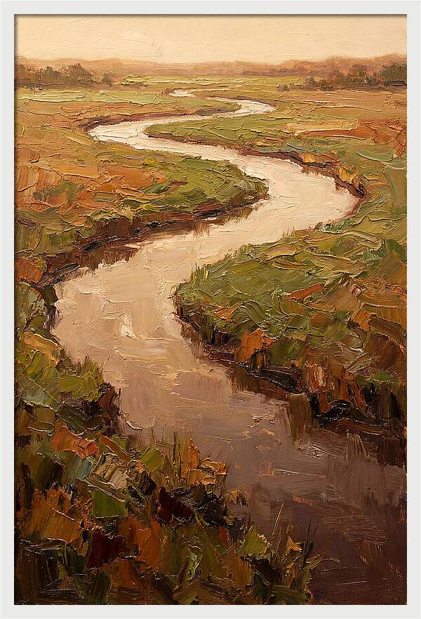 Wide Lazy River Through Green Meadowland